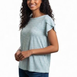 Market & Spruce Button-Back Knit Tee Women’s SP | Light Blue Casual Everyday Top